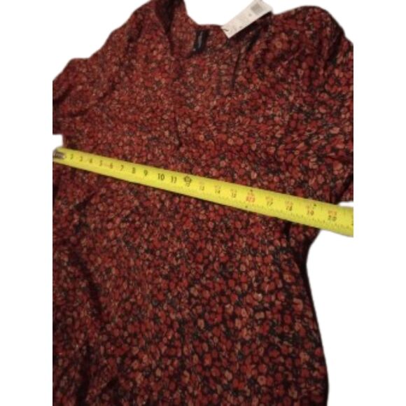 Piaza Italia Women Women's Size Medium Orange Floral Midi Priarie Dress - NWT - Picture 4 of 8